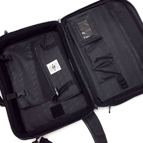 Port Black Leather Briefcase Messenger Bag Body Strap Luggage Travel Vintage - Picture 6 of 8